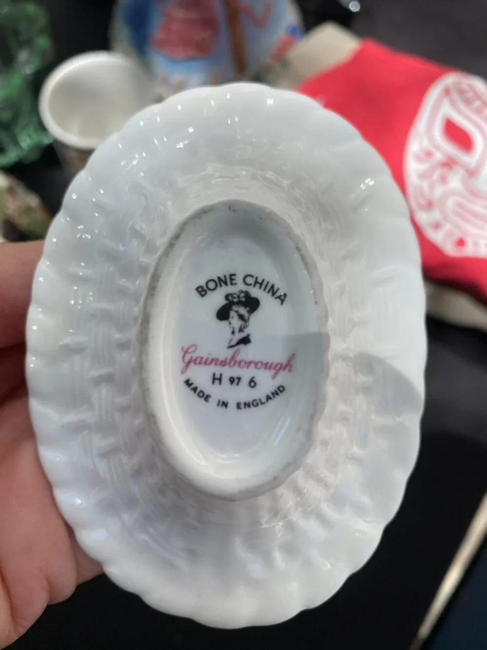 Vintage Gainsborough Bone China Basket Dish Pink Roses Twisted Handle H976 Made